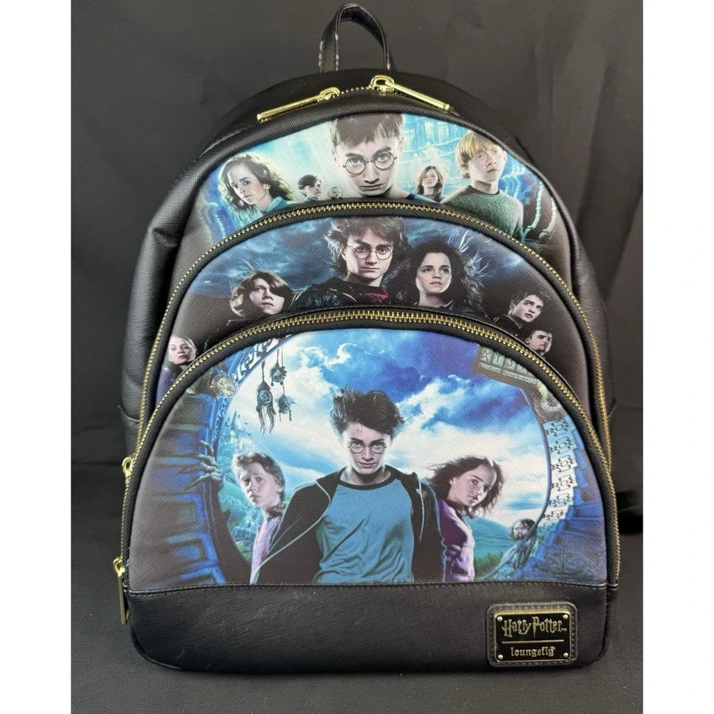 Loungefly Harry Potter Trilogy Series 2 Movie Poster Triple Pocket Mini Backpack